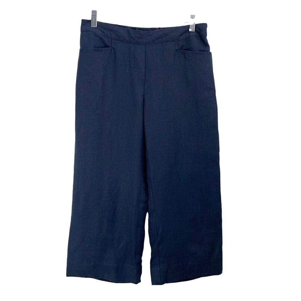 NEW J. Jill love linen navy blue cropped pants‎ Size SP Petite lagenlook
